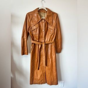 SOLD 1970’s brown Leather Trench Coat
